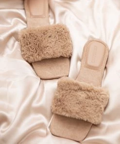 Sorelleuk New Arrivals Arya Fluffy Strap Slippers - Nude(SALE) 5 Sorelleuk New Arrivals Arya Fluffy Strap Slippers - Nude(SALE)