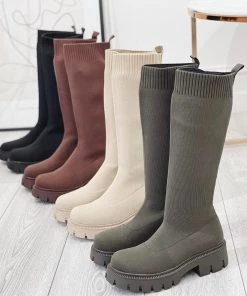 Sorelleuk Knitwear Knitted Chelsea Boots - Khaki