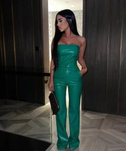 Sorelleuk Becca Vegan Leather Trousers - Emerald New Arrivals