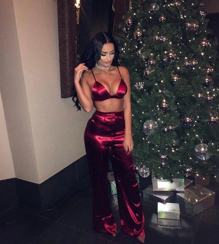 Sorelle Satin Palazzo Trousers - RED 4 Sorelle Satin Palazzo Trousers - RED