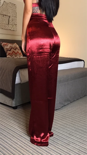 Sorelle Satin Palazzo Trousers - RED 3 Sorelle Satin Palazzo Trousers - RED