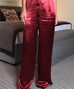 Sorelle Satin Palazzo Trousers - RED