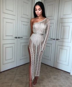 Sorelle New Arrivals Taylor Asymmetric Dress - Rose Gold