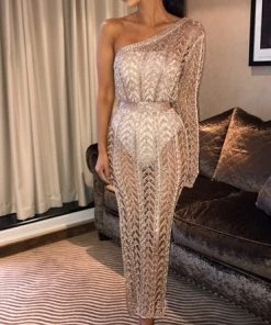 Sorelle New Arrivals Taylor Asymmetric Dress - Rose Gold