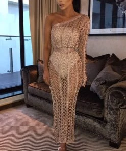 Sorelle New Arrivals Taylor Asymmetric Dress - Rose Gold