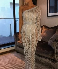 Sorelle Taylor Asymmetric Dress - Silver