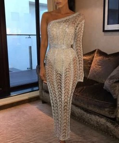 Sorelle Taylor Asymmetric Dress - Silver