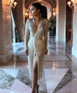 Sorelle New Arrivals Derby Metallic Duster/Dress - Gold