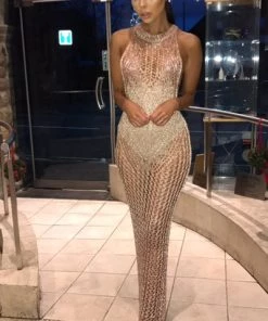 Sorelle Willow Halter Crochet Dress - Rose Gold New Arrivals