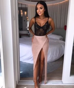 Sorelle Vienna Metallic Wrap Skirt - Rose Gold New Arrivals