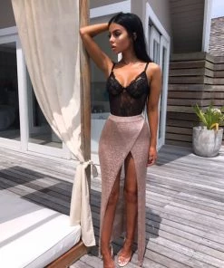 Sorelle Vienna Metallic Wrap Skirt - Rose Gold New Arrivals