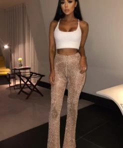 Sorelle Petite Francesca Metallic Trousers - Rose Gold New Arrivals