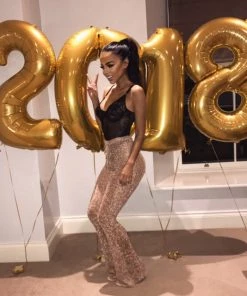 Sorelle New Arrivals Longer Length Francesca Metallic Trousers - Rose Gold