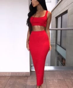 Sorelle Kimberley Ribbed Two Piece - Red