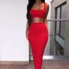 Sorelle Kimberley Ribbed Two Piece - Red