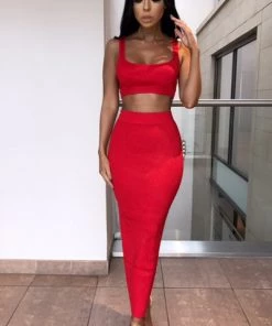 Sorelle Kimberley Ribbed Two Piece - Red