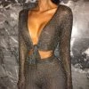 Sorelle New Arrivals Ariella Metallic Tie Top - Gun Metal
