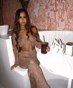 Sorelle Ariella Metallic Tie Top - Rose Gold