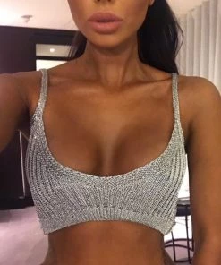 Sorelle Chiara Metallic Crop Top - Silver New Arrivals