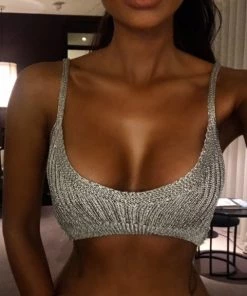 Sorelle Chiara Metallic Crop Top - Silver New Arrivals