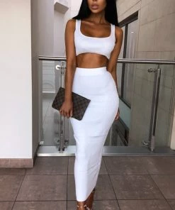 Sorelleuk Kimberley Ribbed Two Piece - White New Arrivals 8 Sorelleuk Kimberley Ribbed Two Piece - White New Arrivals
