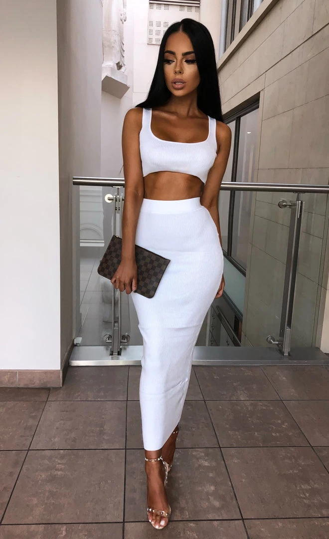 Sorelleuk Kimberley Ribbed Two Piece - White New Arrivals 4 Sorelleuk Kimberley Ribbed Two Piece - White New Arrivals