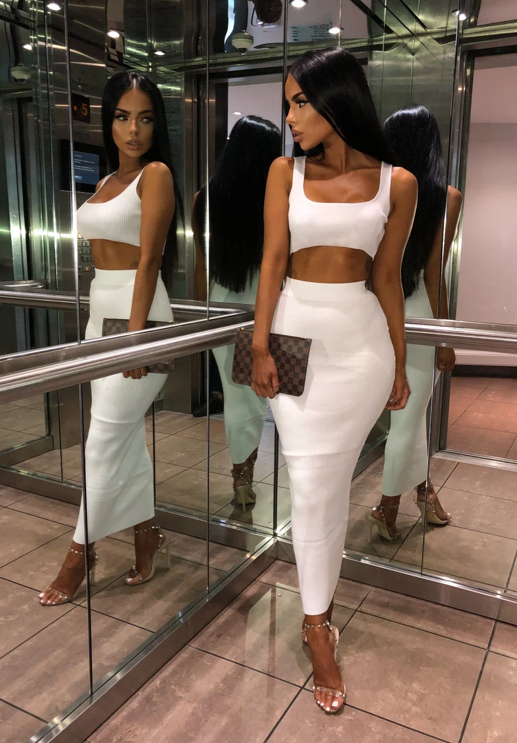 Sorelleuk Kimberley Ribbed Two Piece - White New Arrivals 2 Sorelleuk Kimberley Ribbed Two Piece - White New Arrivals