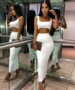 Sorelleuk Kimberley Ribbed Two Piece - White New Arrivals