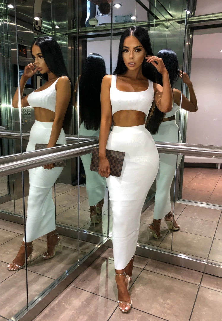 Sorelleuk Kimberley Ribbed Two Piece - White New Arrivals 1 Sorelleuk Kimberley Ribbed Two Piece - White New Arrivals