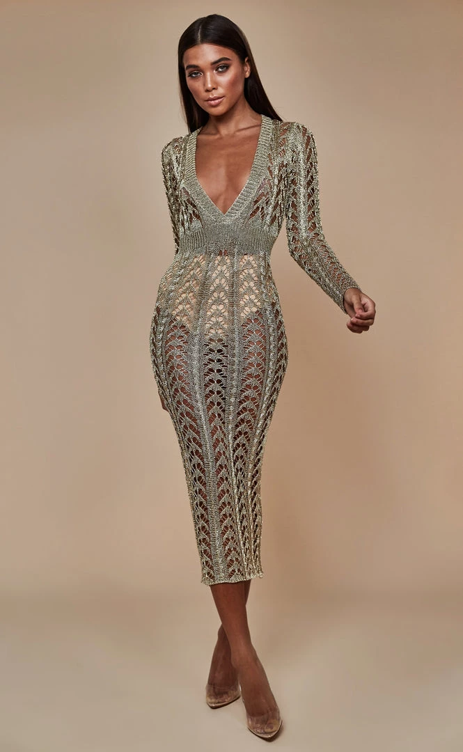 Sorelle Eve Metallic Dress - GOLD 3 Sorelle Eve Metallic Dress - GOLD