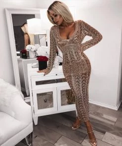 Sorelle Eve Metallic Dress - GOLD 8 Sorelle Eve Metallic Dress - GOLD