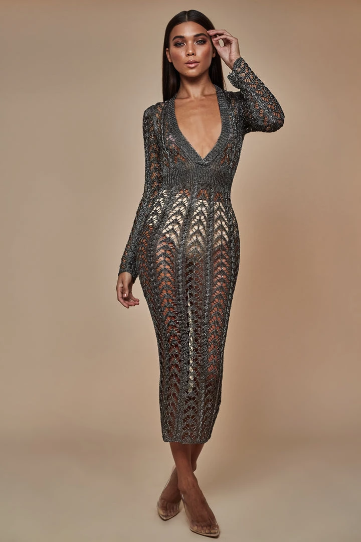 Sorelle New Arrivals Eve Metallic Dress - Gun Metal 2 Sorelle New Arrivals Eve Metallic Dress - Gun Metal