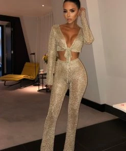 Sorelle Ariella Metallic Tie Top - Gold New Arrivals