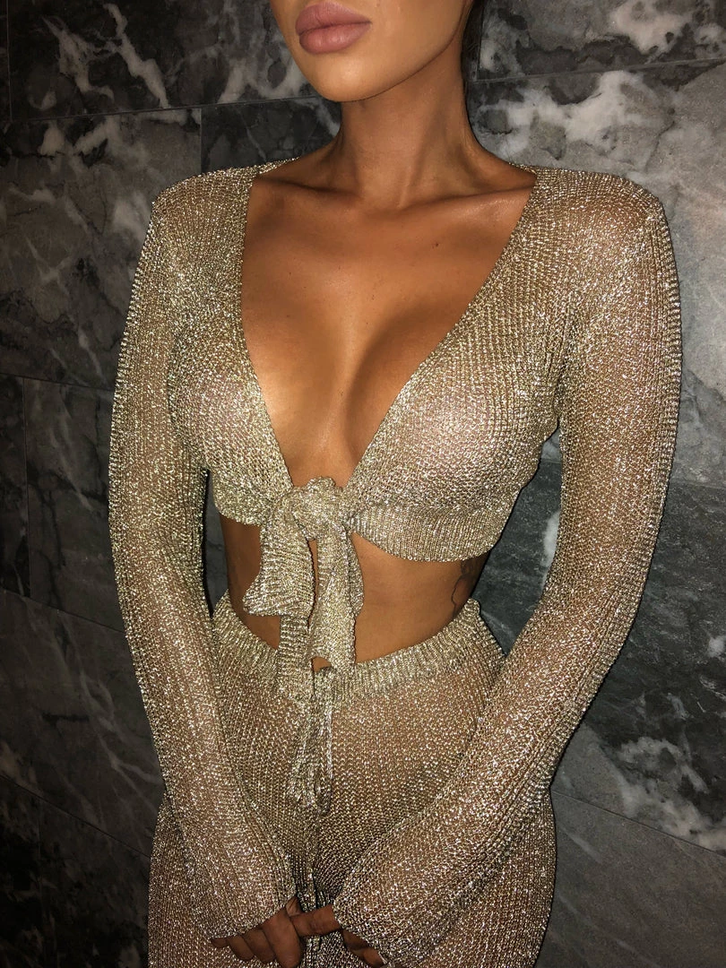 Sorelle Ariella Metallic Tie Top - Gold New Arrivals 3 Sorelle Ariella Metallic Tie Top - Gold New Arrivals