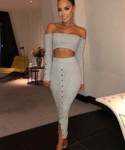 Sorelle Alessandra Ribbed Two Piece - Grey New Arrivals