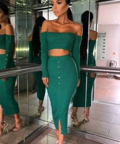 Sorelle Alessandra Ribbed Two Piece - Green New Arrivals