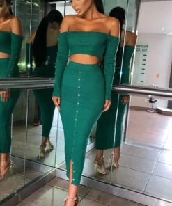 Sorelle Alessandra Ribbed Two Piece - Green New Arrivals