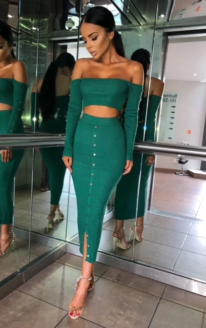 Sorelle Alessandra Ribbed Two Piece - Green New Arrivals 2 Sorelle Alessandra Ribbed Two Piece - Green New Arrivals