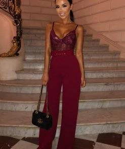 Sorelle Emily Lace Bodysuit - Wine