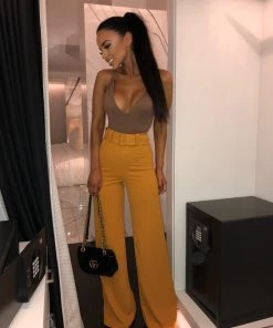 Sorelle Lilly Belted Palazzo Trousers - Mustard New Arrivals