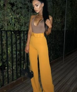 Sorelle Lilly Belted Palazzo Trousers - Mustard New Arrivals