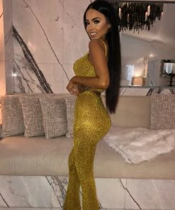 Sorelle Kylie Metallic Two Piece - Mustard New Arrivals