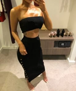 Sorelle Saffie Ribbed Two Piece - Black Clothing