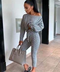 Sorelle Nadine Knit Loungewear - Light Grey Clothing