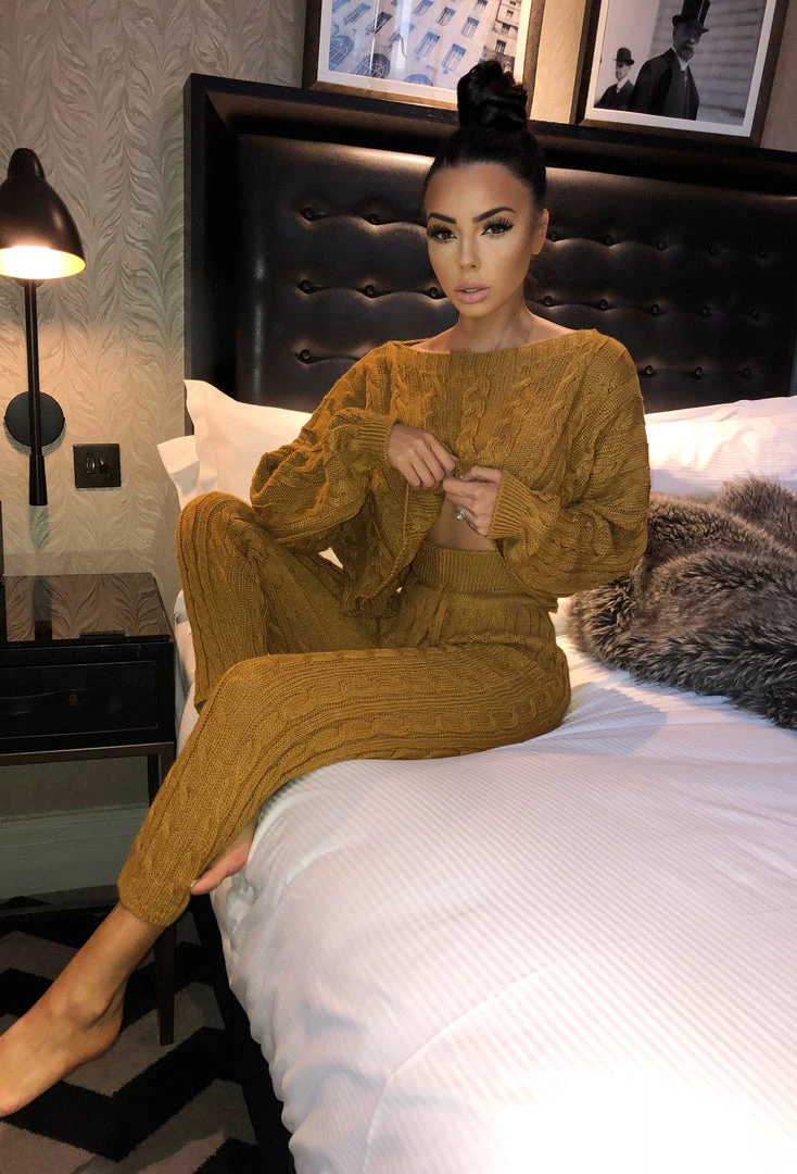 Sorelleuk Nadine Knit Loungewear - Dark Mustard Knitwear 2 Sorelleuk Nadine Knit Loungewear - Dark Mustard Knitwear