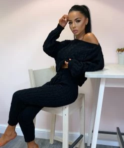 Sorelle Nadine Knit Loungewear - Black Clothing