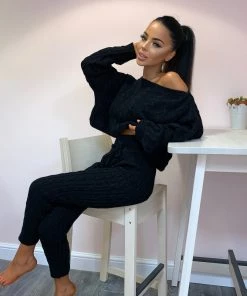 Sorelle Nadine Knit Loungewear - Black Clothing