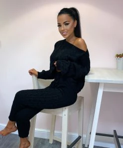 Sorelle Nadine Knit Loungewear - Black Clothing