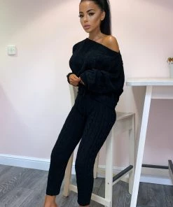 Sorelle Nadine Knit Loungewear - Black Clothing