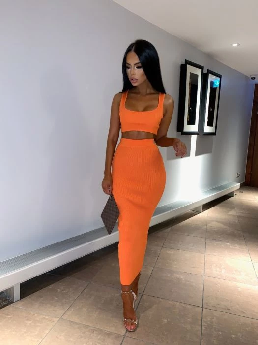 Sorelle Neon Kimberley Ribbed Two Piece - Neon Orange New Arrivals 2 Sorelle Neon Kimberley Ribbed Two Piece - Neon Orange New Arrivals